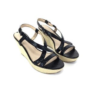 🌺Via Spiga Black Snakeskin Platform Espadrilles🌺